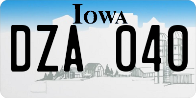 IA license plate DZA040