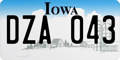 IA license plate DZA043
