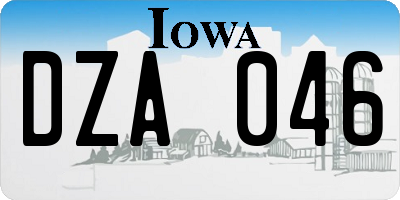 IA license plate DZA046