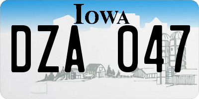 IA license plate DZA047