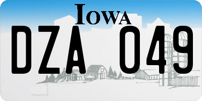 IA license plate DZA049