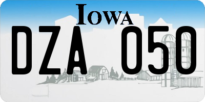 IA license plate DZA050