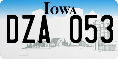 IA license plate DZA053