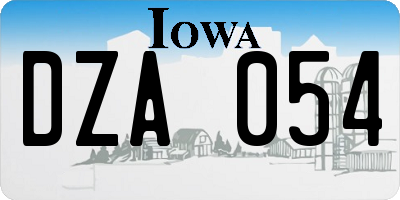 IA license plate DZA054