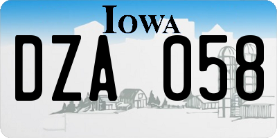 IA license plate DZA058