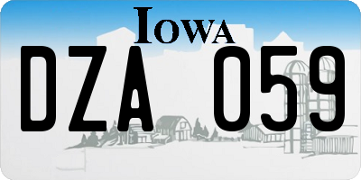 IA license plate DZA059