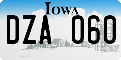 IA license plate DZA060