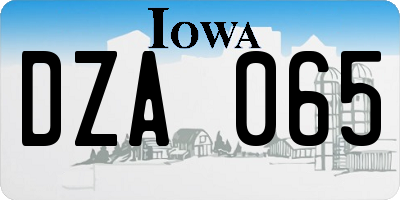 IA license plate DZA065