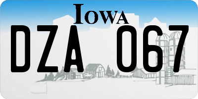 IA license plate DZA067