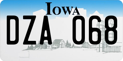 IA license plate DZA068