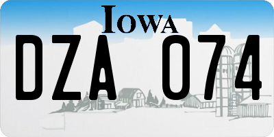 IA license plate DZA074