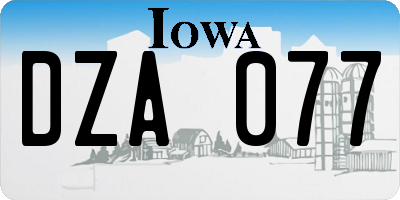 IA license plate DZA077