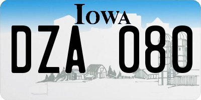 IA license plate DZA080