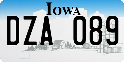 IA license plate DZA089