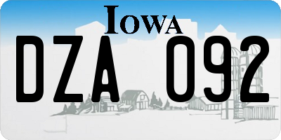 IA license plate DZA092