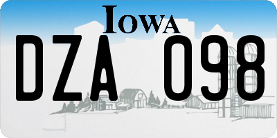 IA license plate DZA098