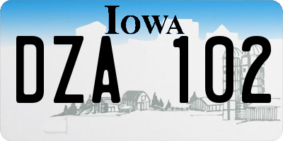 IA license plate DZA102