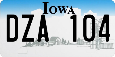 IA license plate DZA104