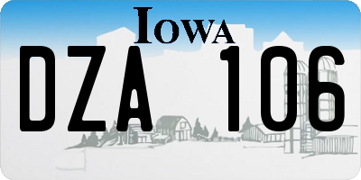 IA license plate DZA106