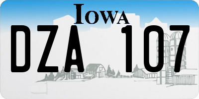 IA license plate DZA107