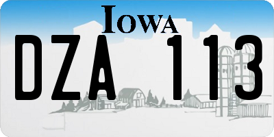 IA license plate DZA113