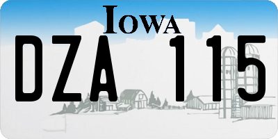 IA license plate DZA115