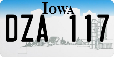 IA license plate DZA117