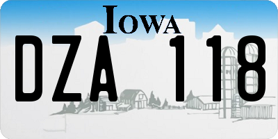 IA license plate DZA118