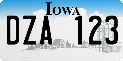 IA license plate DZA123