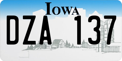 IA license plate DZA137