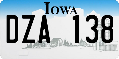 IA license plate DZA138
