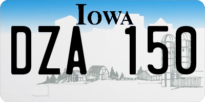 IA license plate DZA150