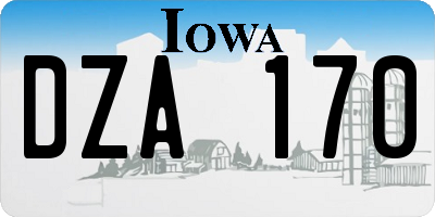 IA license plate DZA170