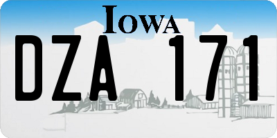 IA license plate DZA171