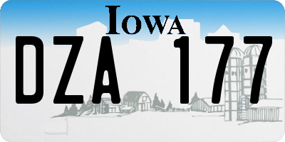 IA license plate DZA177