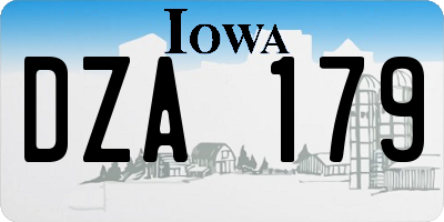 IA license plate DZA179