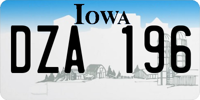 IA license plate DZA196