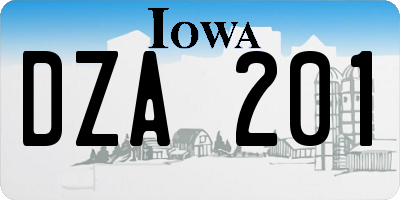 IA license plate DZA201