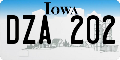 IA license plate DZA202