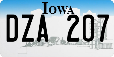 IA license plate DZA207