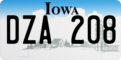 IA license plate DZA208
