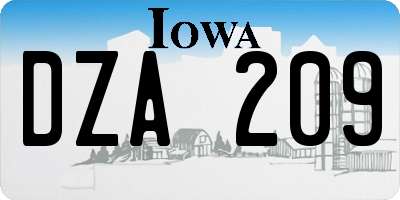 IA license plate DZA209