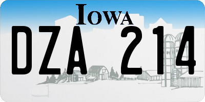 IA license plate DZA214