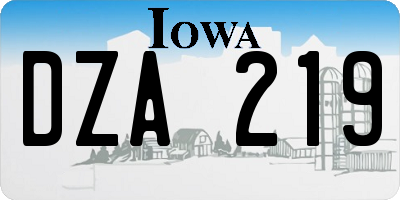 IA license plate DZA219
