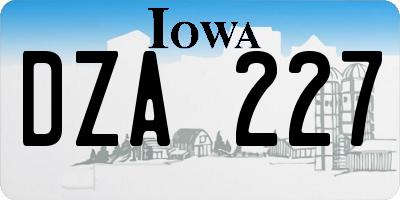 IA license plate DZA227