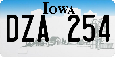 IA license plate DZA254