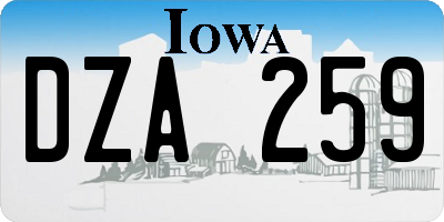 IA license plate DZA259