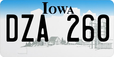IA license plate DZA260