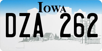 IA license plate DZA262