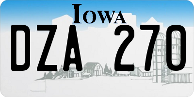 IA license plate DZA270